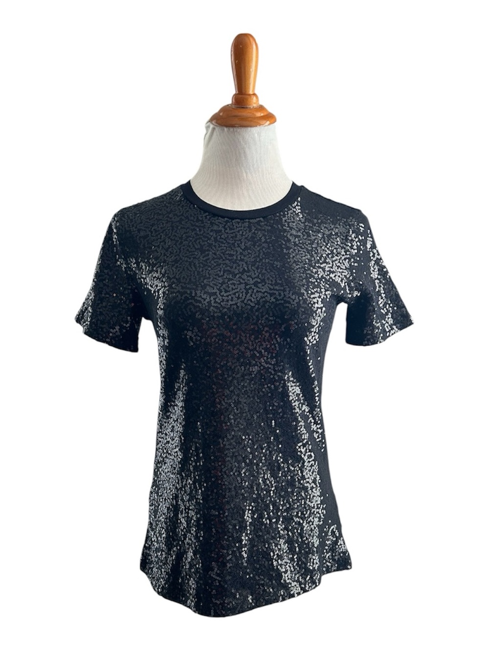 NWT DKNY Black Sequin Short Sleeve Tee